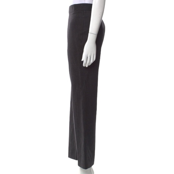 BURBERRY London Stripped Wide Wool leg pants black sz 12 - Picture 1 of 13